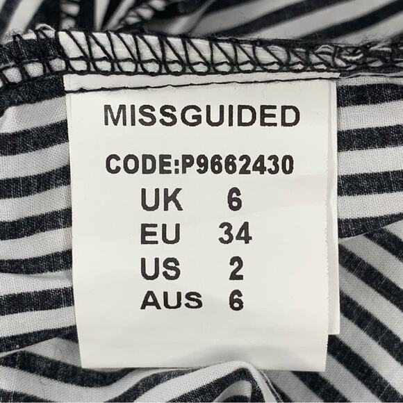 Missguided Women's Romper Stripped Black and White Size 2 Zipper on Back - Picture 12 of 12